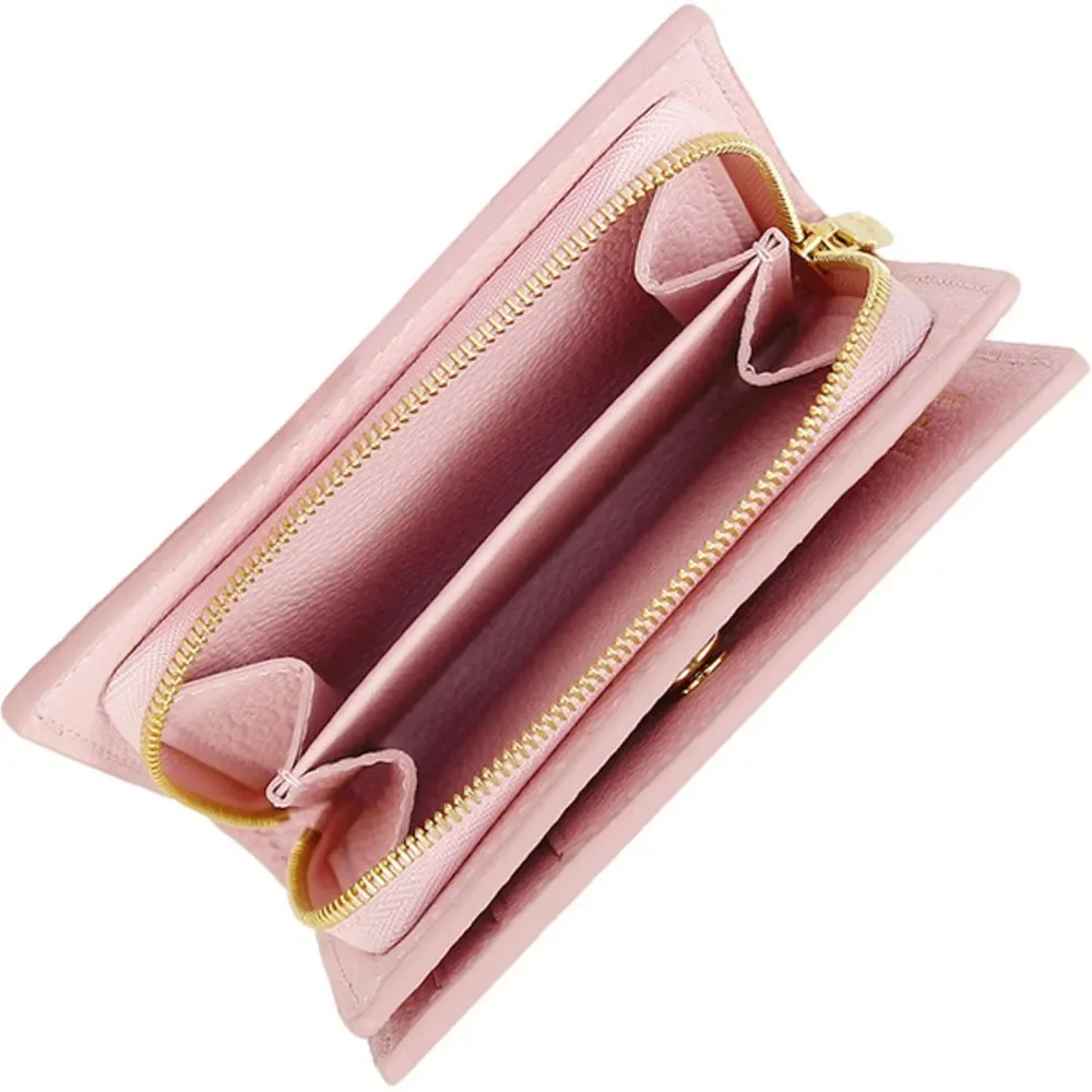 Portefeuille Broderie Monogram Implant Calf Leather Pink Gold Wallet Flap - Picture 8 of 8